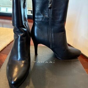 Tahari Sleek Black Heeled Boots